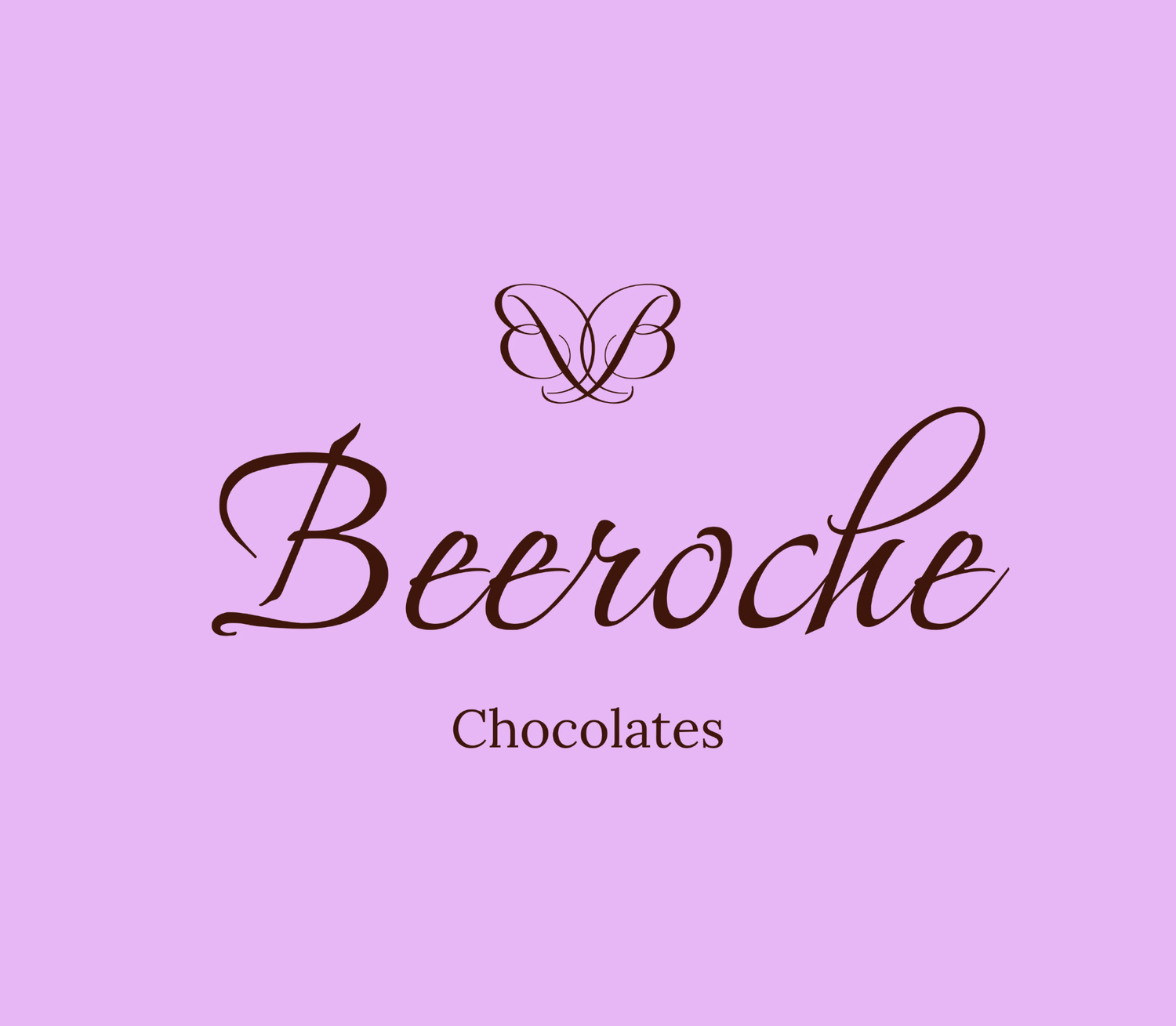 Beeroche Chocolates logo on a purple background, showcasing the brand for Chocolate UAE.